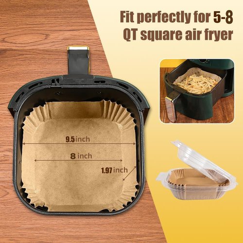 Air Fryer Liners | 130 Pcs Non-Stick 9.5 Inch Disposable Parchment Paper for 5-8 Qt Fryers