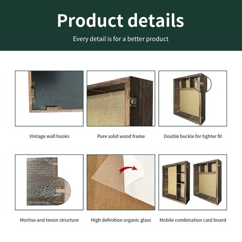 CAHINO WOODART 16x20 Blackout Box Frame with Polished Organic Glass, deep Blackout Box Frame with hinged Door, hinged Door, Available in 4/3 "Depth, Antique Wood Color (Antique Wood)