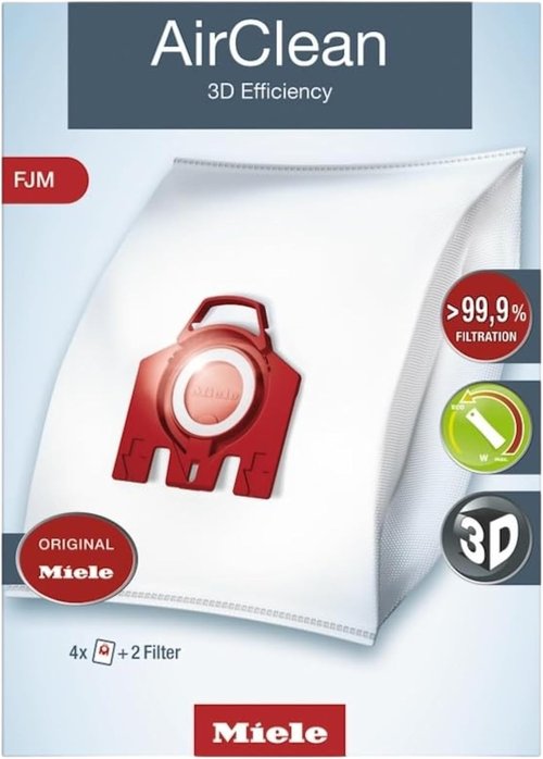 Miele Genuine AirClean 3D FJM Vacuum Cleaner Bags - 4 Bags & 1 AirClean Exhaust Filter