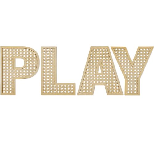 GlikCeil Playroom Decor Rattan Letters Set 12 x 15 Boho Wall Signs for Bedroom Large Wooden Rattan Letters for Toddler Girls Boys Playroom Art Nursery Room Decorations(Play)