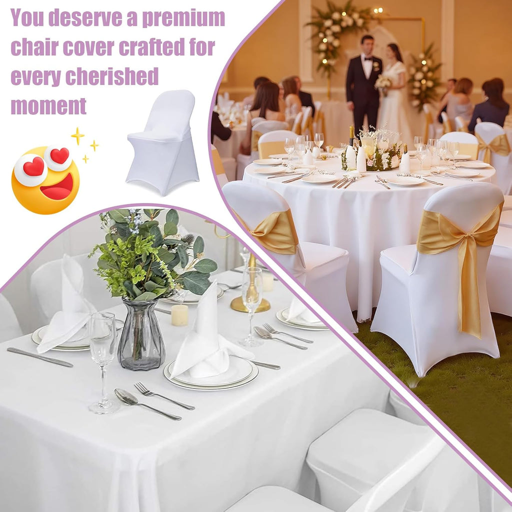 Skiennix Stretch Spandex Folding Chair Covers - 30 PCS Machine Washable Durable White Chair Covers for Events | Anti-Pilling & Rip Resistant