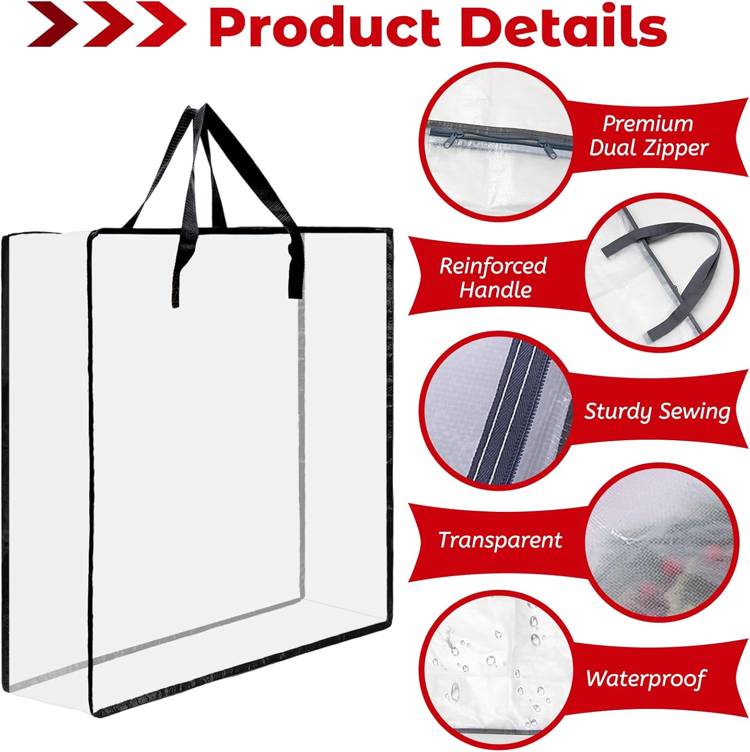 Regine Switzerland Wreath Storage Bag - 26 Inch Clear Container for Christmas Decor | 5 Pack