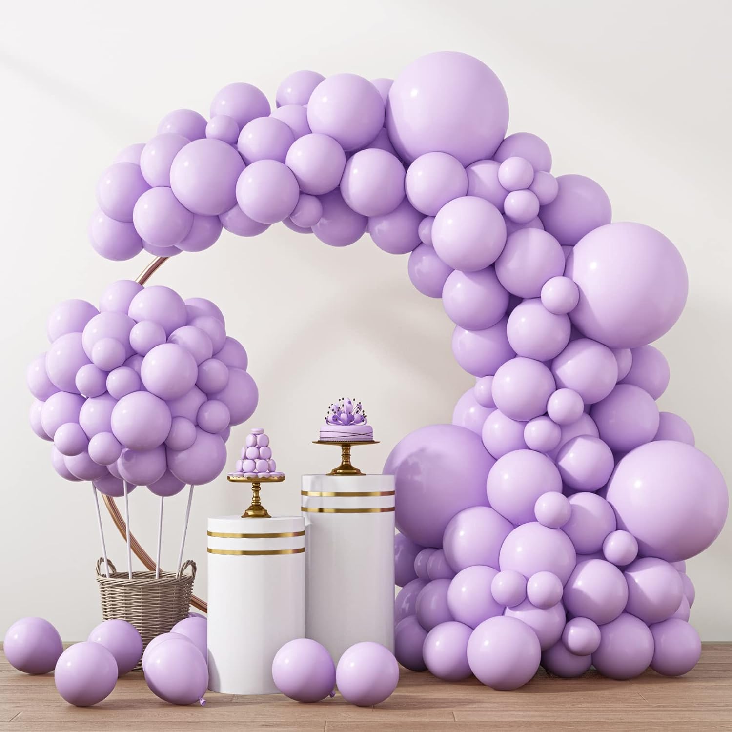 RUBFAC Pastel Purple Balloon Arch Kit - 129pcs Light Lavender Balloons for Birthday & Party Decor