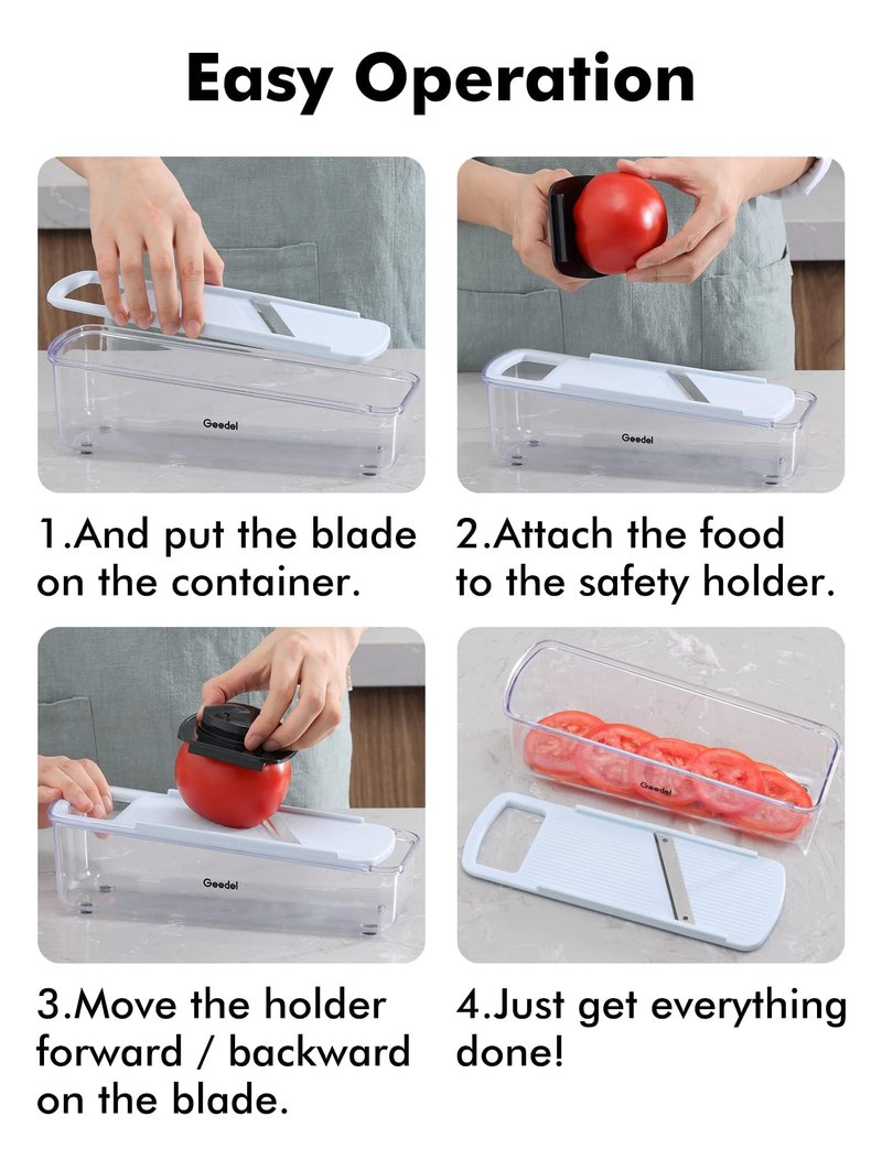 Geedel Professional Mandoline Slicer for Kitchen, Multi Purpose Vegetable Slicer Cutter, Vegetable Cutter Onion Cutter for Veggie Fruit Cheese