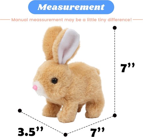Hopearl Interactive Plush Bunny Toy - Electronic Hopping Rabbit with Sounds & Movements | Brown, 7''