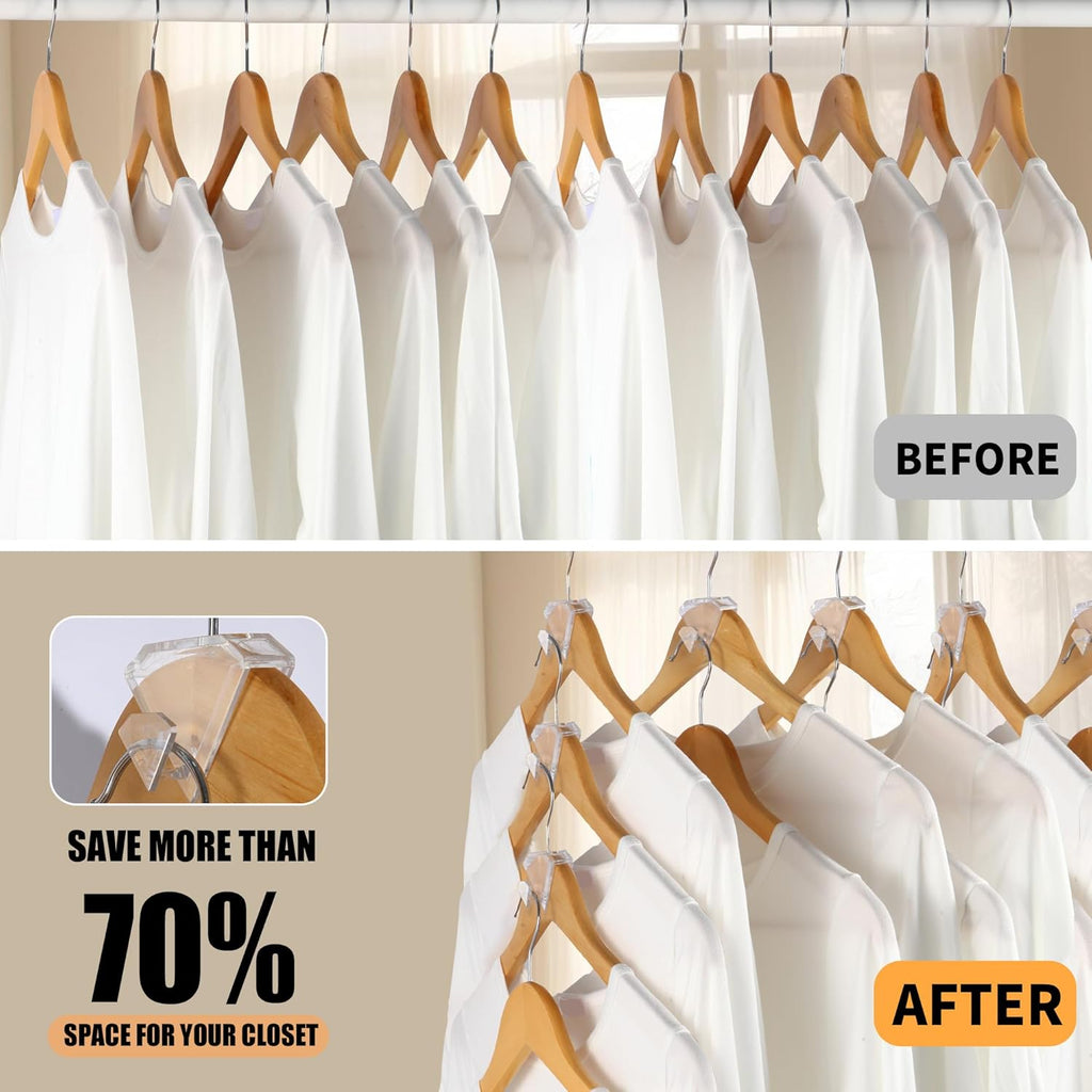 SLMT Space Saving Hanger Hooks - 30 Pack Clear Clothes Connector Hooks for Closet Organization