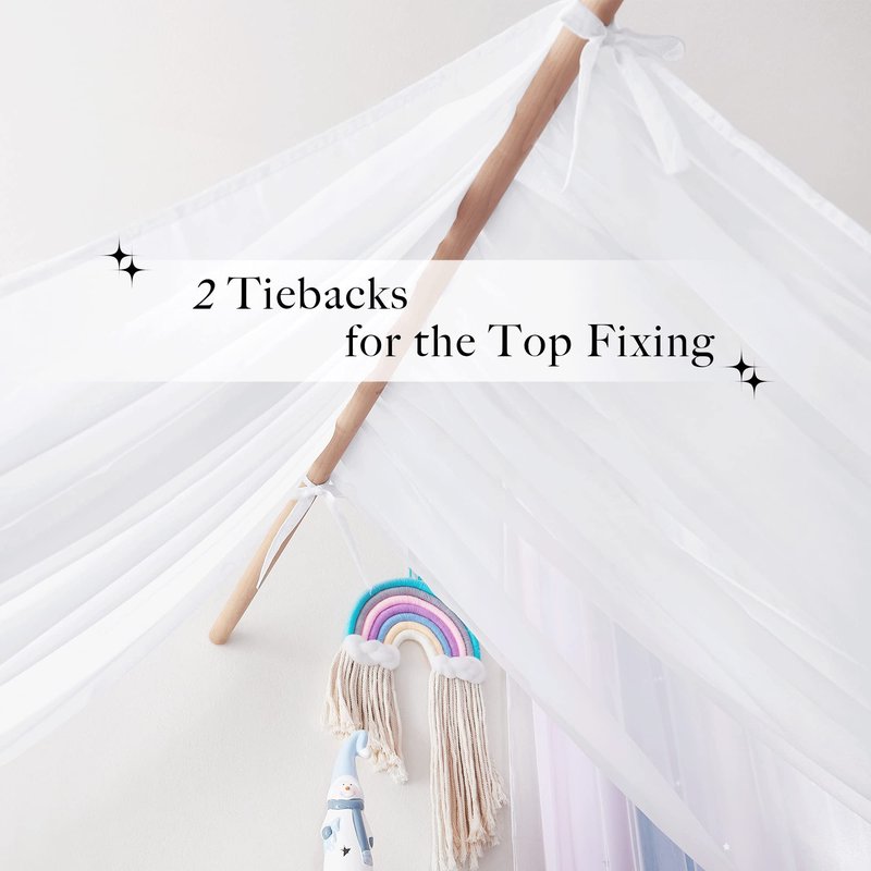 NICETOWN Decorative White Bed Canopies & Drapes for Kids Room - Voile Sheer Toddler Bed Canopy Curtain Scarf Valance DIY for Bedroom/Party (1 Panel, W114 x L180)