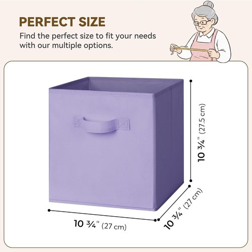 Granny Says Cube Storage Bins - 11-Inch Fabric Organizers | Lavender Purple, 8-Pack for Shelves & Closet