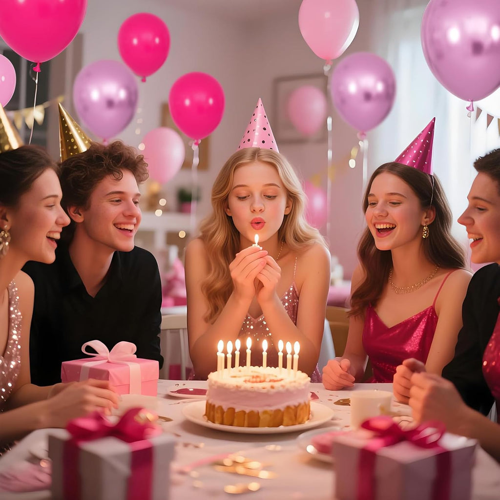 Skiennix 100Pcs Pink Balloons - 12 Inch Hot Pink & Light Pink Metallic for Birthday & Baby Shower Decor