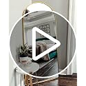 Arched Full Length Floor Mirror, 56" x 20" Aluminum Frame Standing Mirror