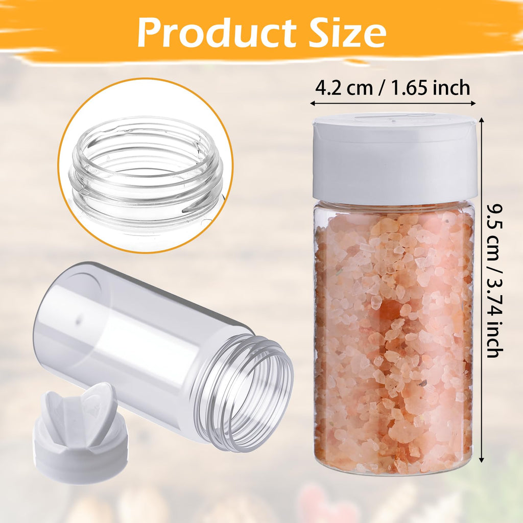 Mimorou 40 Pack Plastic Spice Jar with Shaker Lids Seasoning Containers 3.5 oz Plastic Spice Container with Lids Seasoning Jars for Kitchen Storing Powder (White)