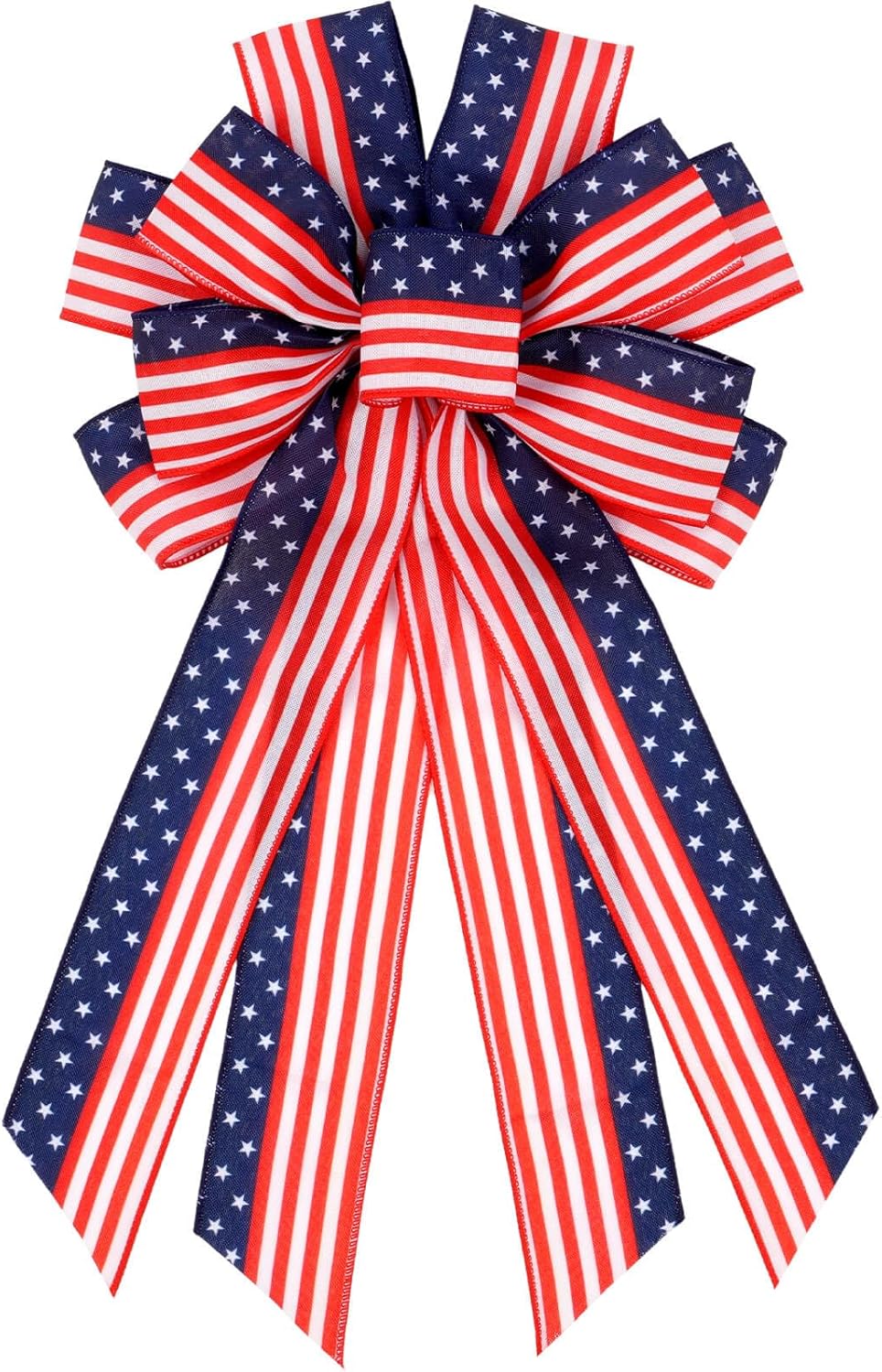 Patriotic Classic Bow - Large 20.87" Red, White & Blue Wired Edge Bow for Wreaths & Front Doors