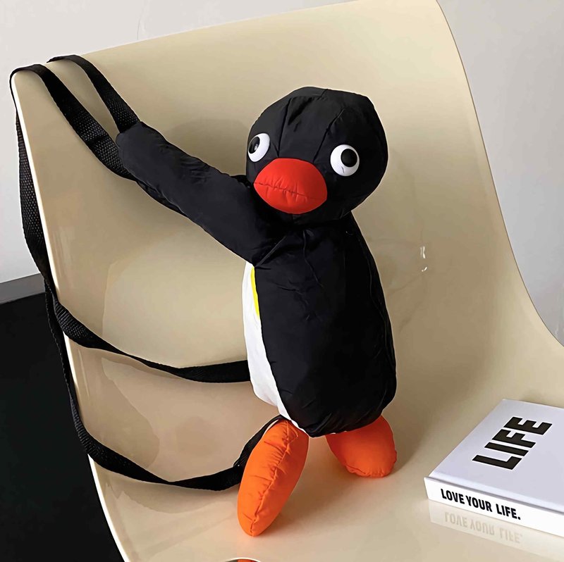 sunaeset plush penguin backpack for girls, kawaii mini stuffed animal backpack purse, novelty funny fuzzy backpacks adult, penguin gifts cute stuff