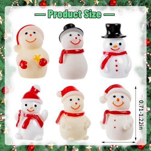 Mini Snowman Figurines - 36Pcs Resin Snowmen with Hats for DIY Christmas Fairy Garden Decor