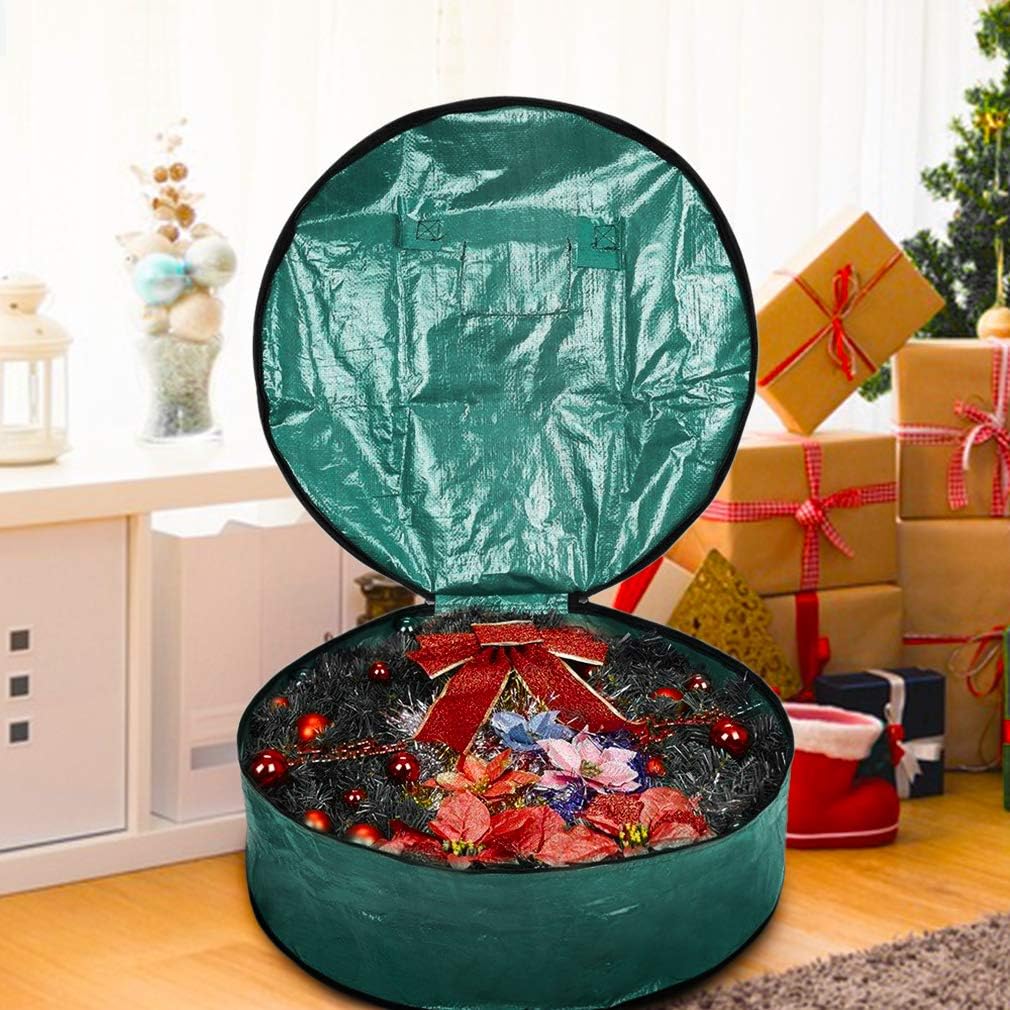 ProPik Christmas Wreath Storage Bag - Heavy-Duty Tear Resistant Container with Handles | 30” X 8” (Green)