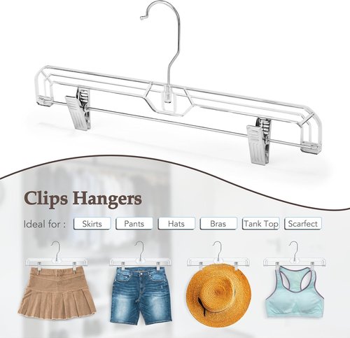 HOUSE DAY Clear Pants Hangers - Non-Slip Clip Hangers for Women | 25 Pack, Heavy Duty 14" Short Design