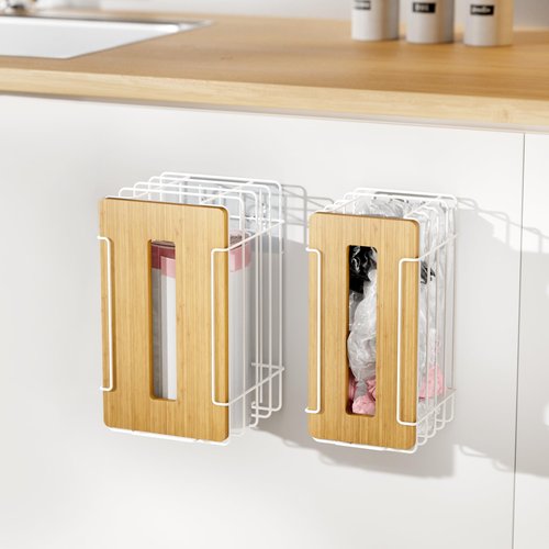 TIDIIABODE 2 Pack Grocery Bag Holder for Plastic Bags - Wall Mount Kitchen Plastic Bag Holders for Grocery Bags - Bag Holder for Kitchen,Under Sink,Pantry and Garage,White