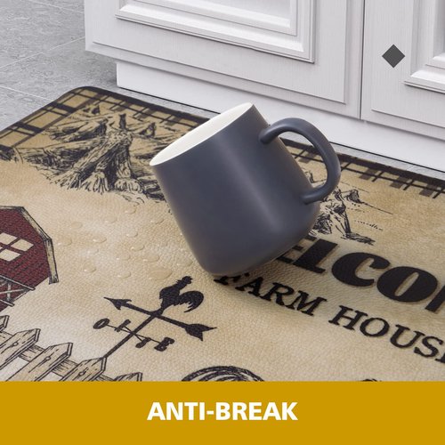 ASPMIZ Farmhouse Kitchen Mat 3 Piece, Cushioned Anti-Fatigue Kitchen Rugs Non Slip Memory Foam Kitchen Mats and Rugs Waterproof Kitchen Floor Comfort Mats Rooster 18" x 30" + 18'' x 48'' + 18'' x 60''