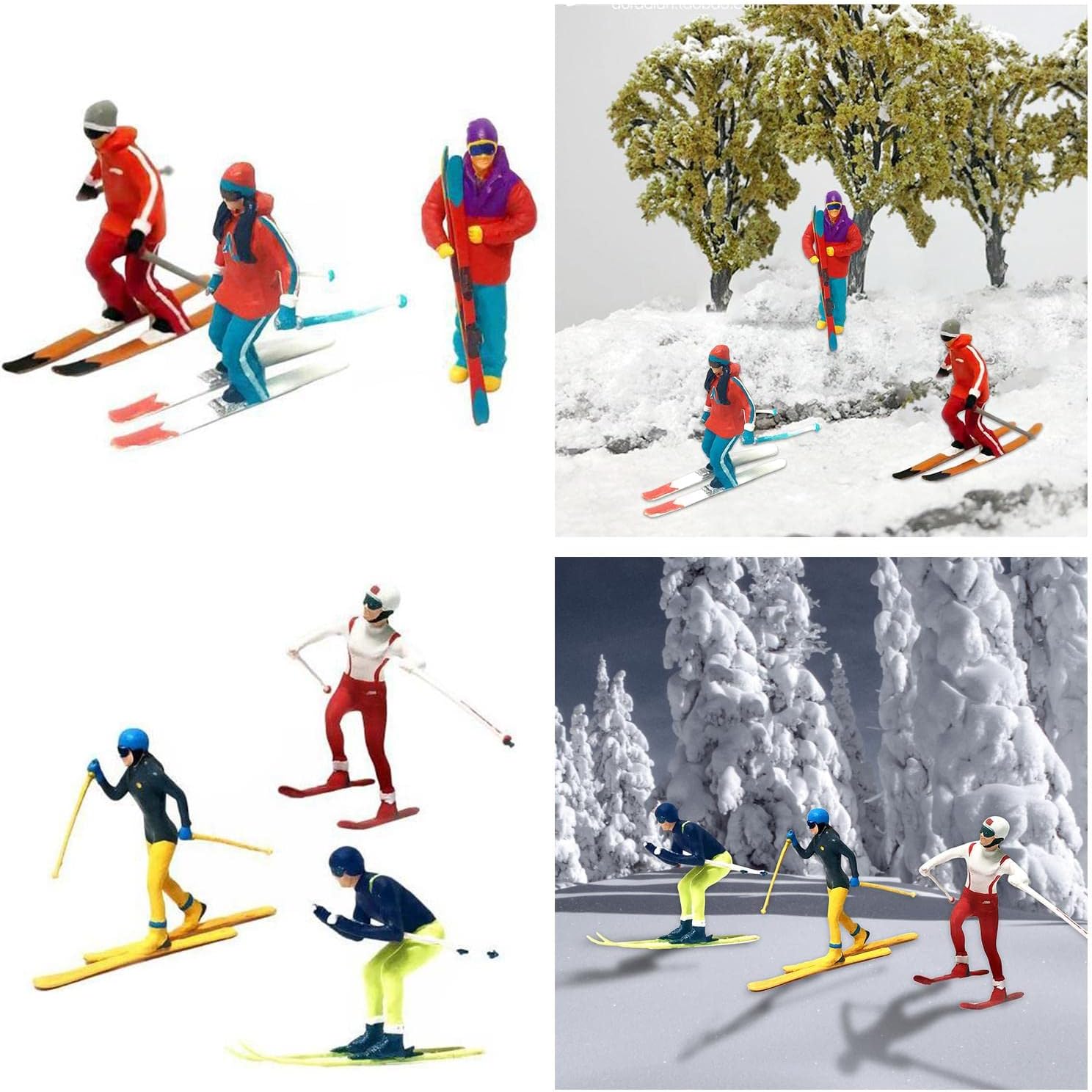 Skiennix Miniature Skiing Figures - 6Pcs Hand-Painted Accessories for DIY Projects & Decor