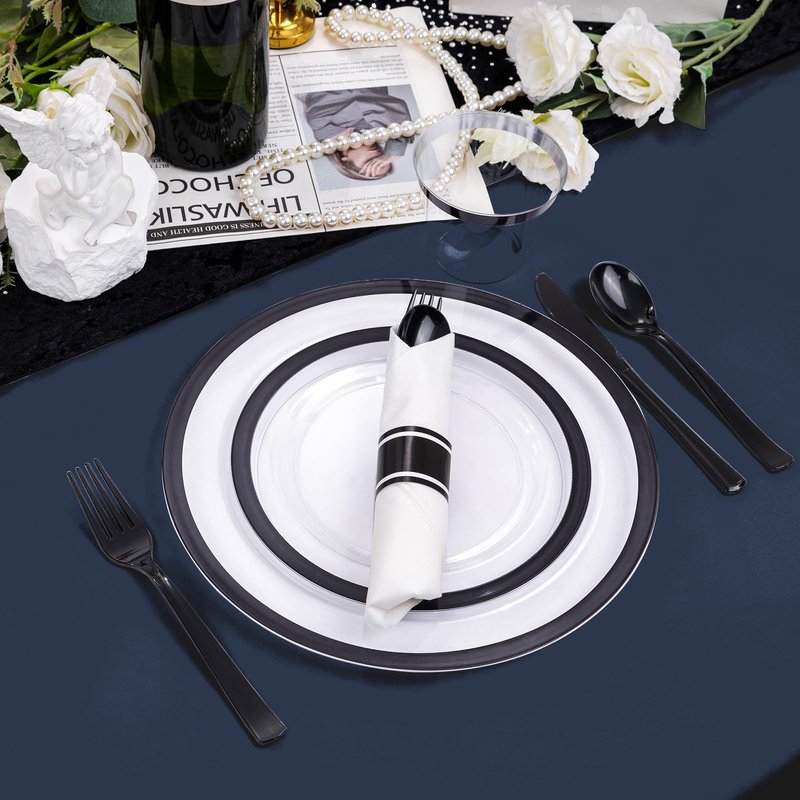 Easy-Going 6 Pack White Tablecloths 120 Inch-Round for 8 Ft Round Table, Washable Polyester Waterproof Stain Resistant Table Cloth, Decorative Table Cover for Kitchen, Dining Tables, Events