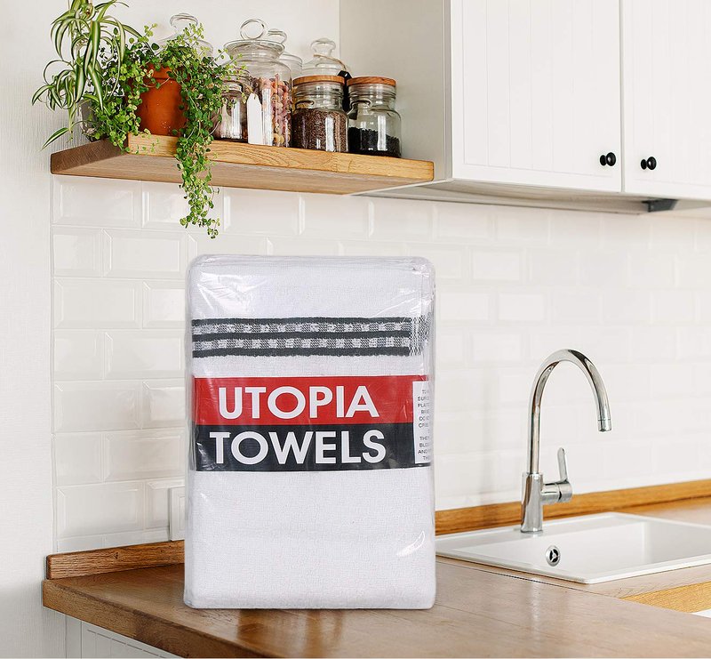 Utopia Towels 12 Pack Kitchen Towels, 15 x 25 Inches Cotton Dish Towels, Tea Towels and Bar Towels (Grey)