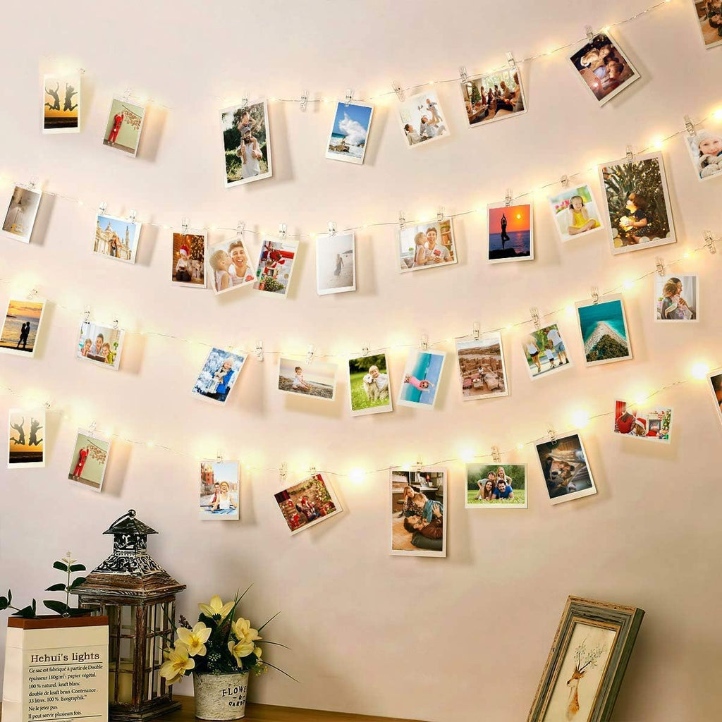 Skiennix 100 LED Photo Clip String Lights - USB Powered Fairy Lights with 50 Clear Clips for Weddings & Decor