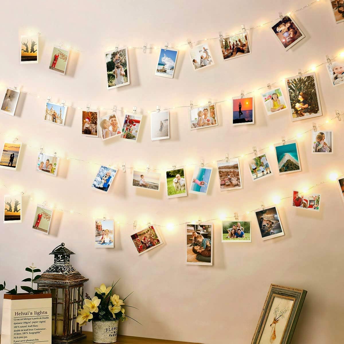 Skiennix 100 LED Photo Clip String Lights - USB Powered Fairy Lights with 50 Clear Clips for Weddings & Decor