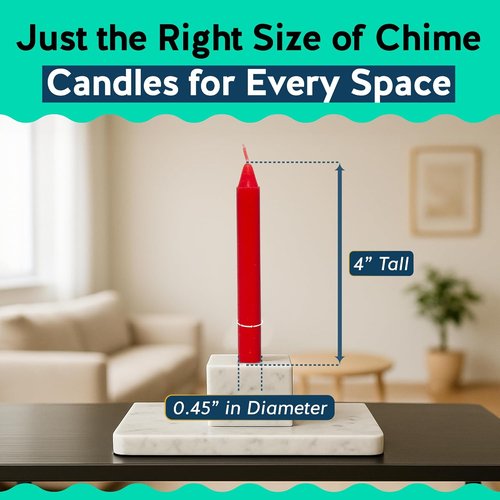 Alternative Imagination Red Chime Candles - 20 Pack of Dripless 4-Inch Unscented Taper Candles for Rituals & Decor