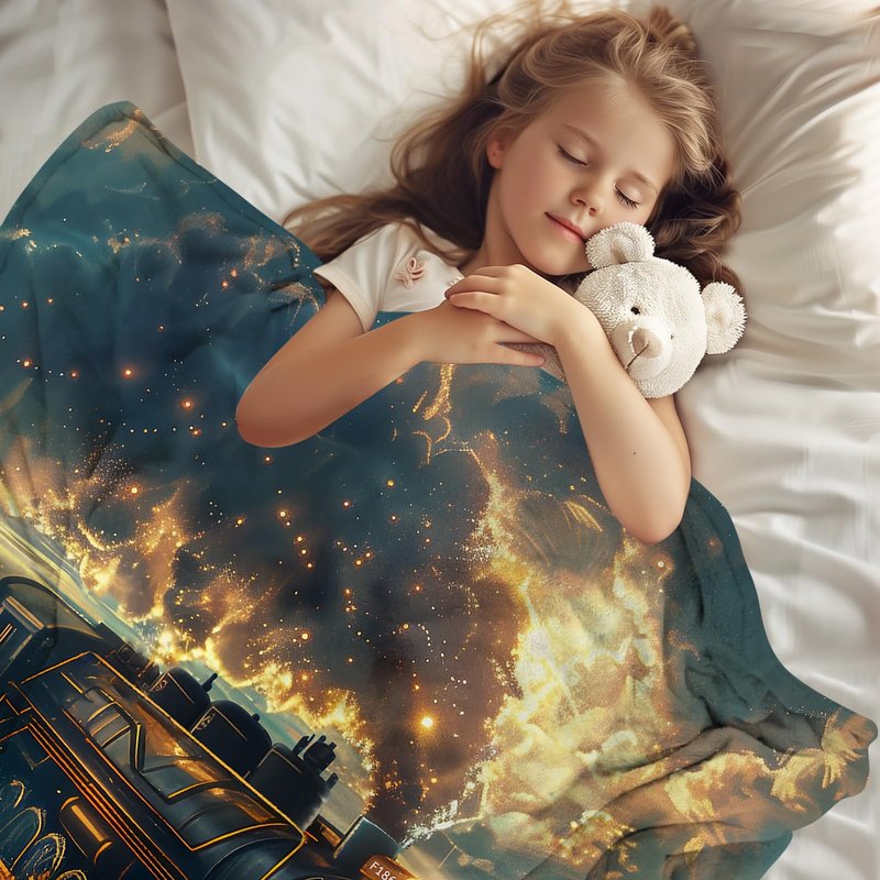 SKT T1 Train Blanket for Boys, A Fantastical Steam Trains Crossing The Ocean Flannel Blankets, Train Gifts for Men Women Adults, Decor Soft Plush Throw Blanket for Bed Couch Bedding 50"x40"