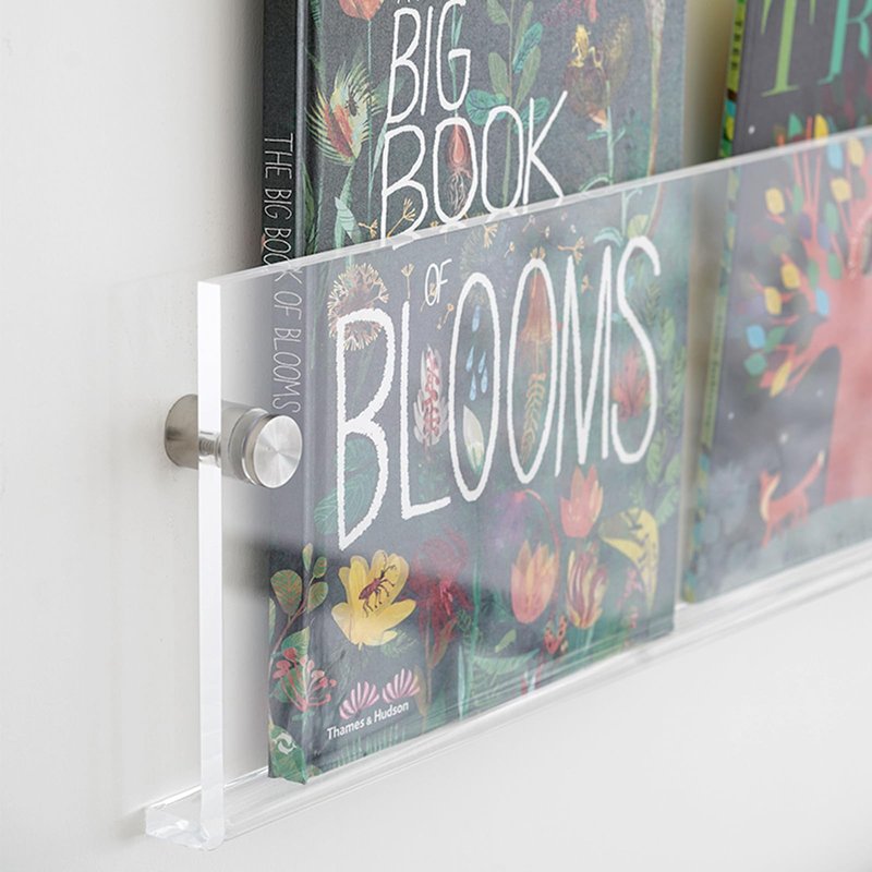 4-Pack 17" Acrylic Magazine Holder Vinyl Records Holder, Display Floating Bookshelves Wall Mounted, Hanging Nursery Book Shelves for Waiting Room, Living Room, Office