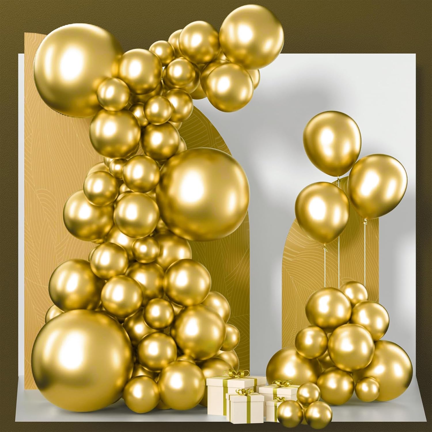 PartyWoo Gold Balloons | 100-Piece Arch Kit with Various Sizes for Birthday, Wedding & Events
