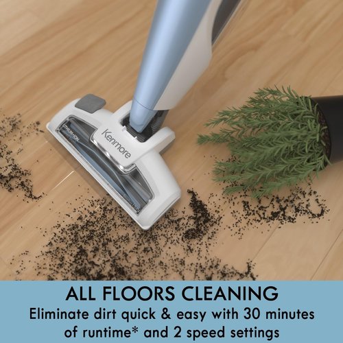 Kenmore DS1020 16V Cordless Stick Vacuum - Lightweight 2-in-1 Handheld with LED Headlight | Ideal for Hardwood, Carpet & Pet Hair