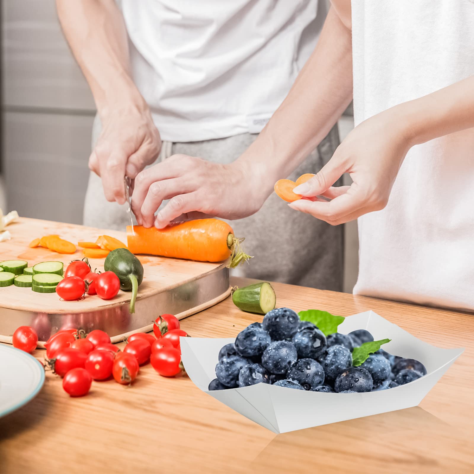 MotBach 180 Pack 1/2 lb Disposable Kraft Food Paper Trays, Small Eco-Friendly Paper Take Out Food Serving Boats Mini Paper Serving Trays for Party Snacks French Fries Nachos Tacos BBQ (White)