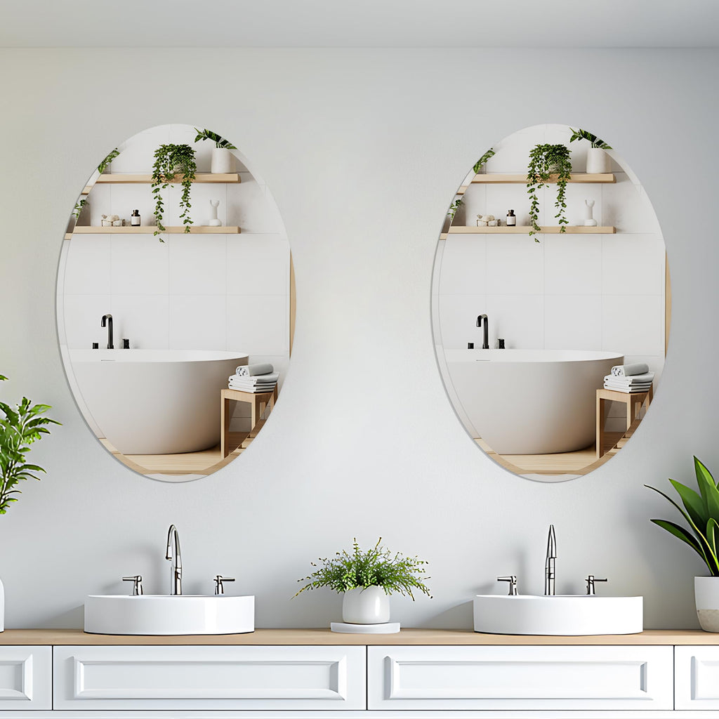 Oval Bathroom Mirror,16X24 inch Oval Frameless Mirror, Frameless Mirrors for Bathroom,Beveled Bathroom Mirror.