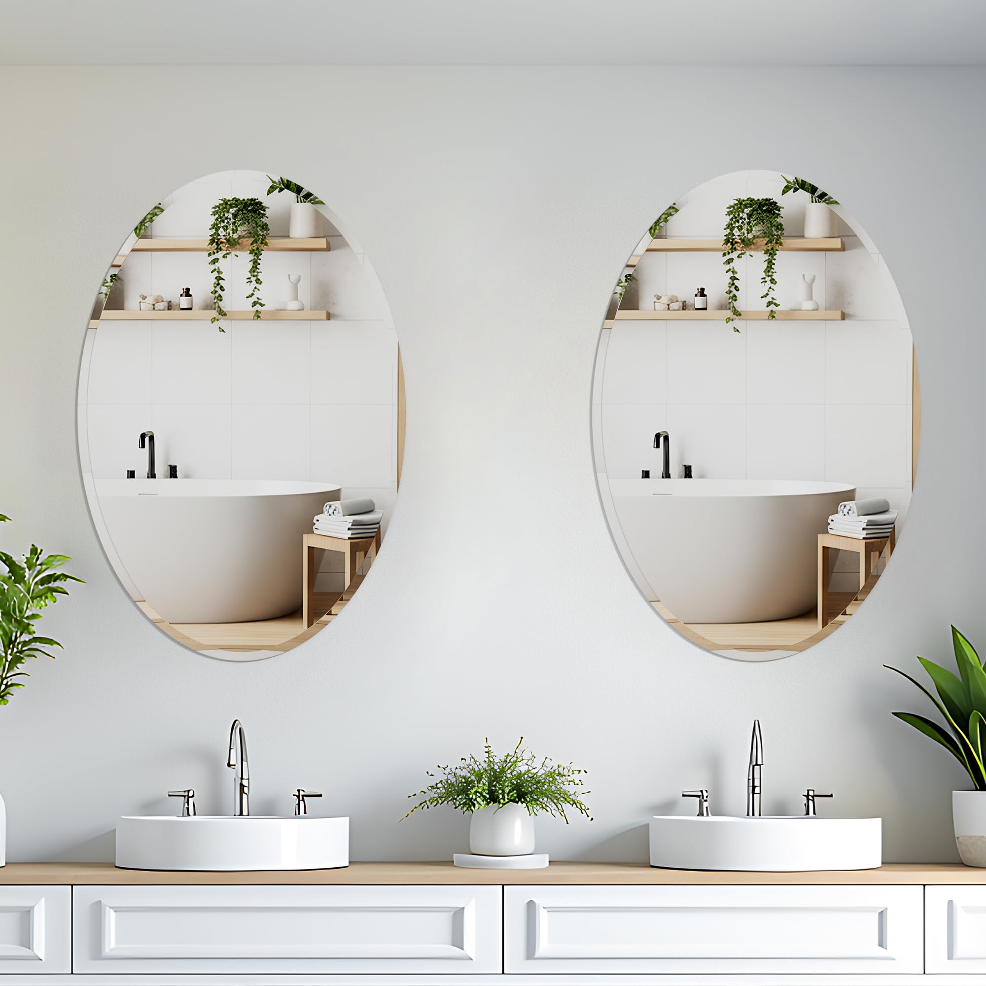 Oval Bathroom Mirror,16X24 inch Oval Frameless Mirror, Frameless Mirrors for Bathroom,Beveled Bathroom Mirror.