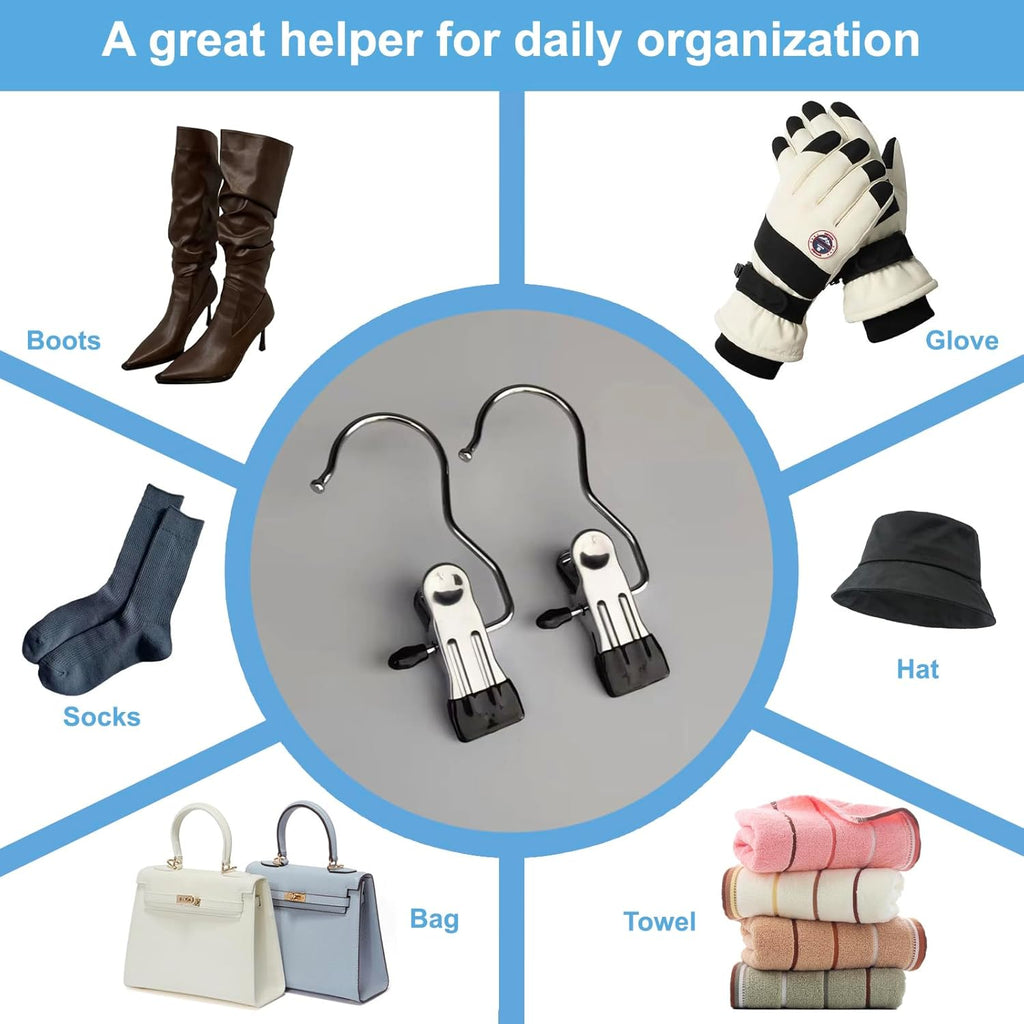 Skiennix 24 Pack Hanger Clips - Versatile Multi-Function Clip Hooks for Laundry & Closet Organization