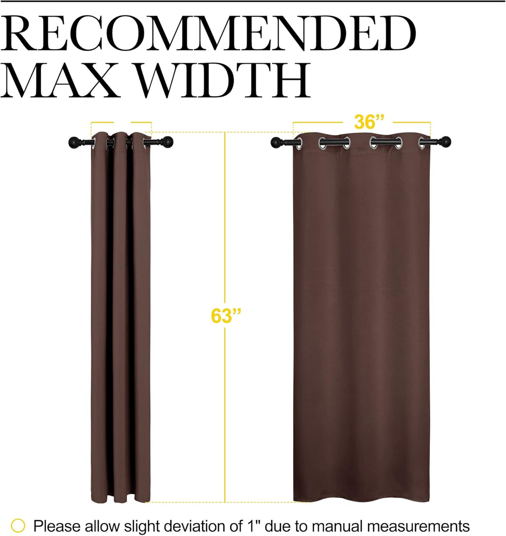 NICETOWN Blackout Curtains - Thermal Insulated Grommet Top for Bedroom Privacy | Chocolate Brown, 42 x 63 Inches