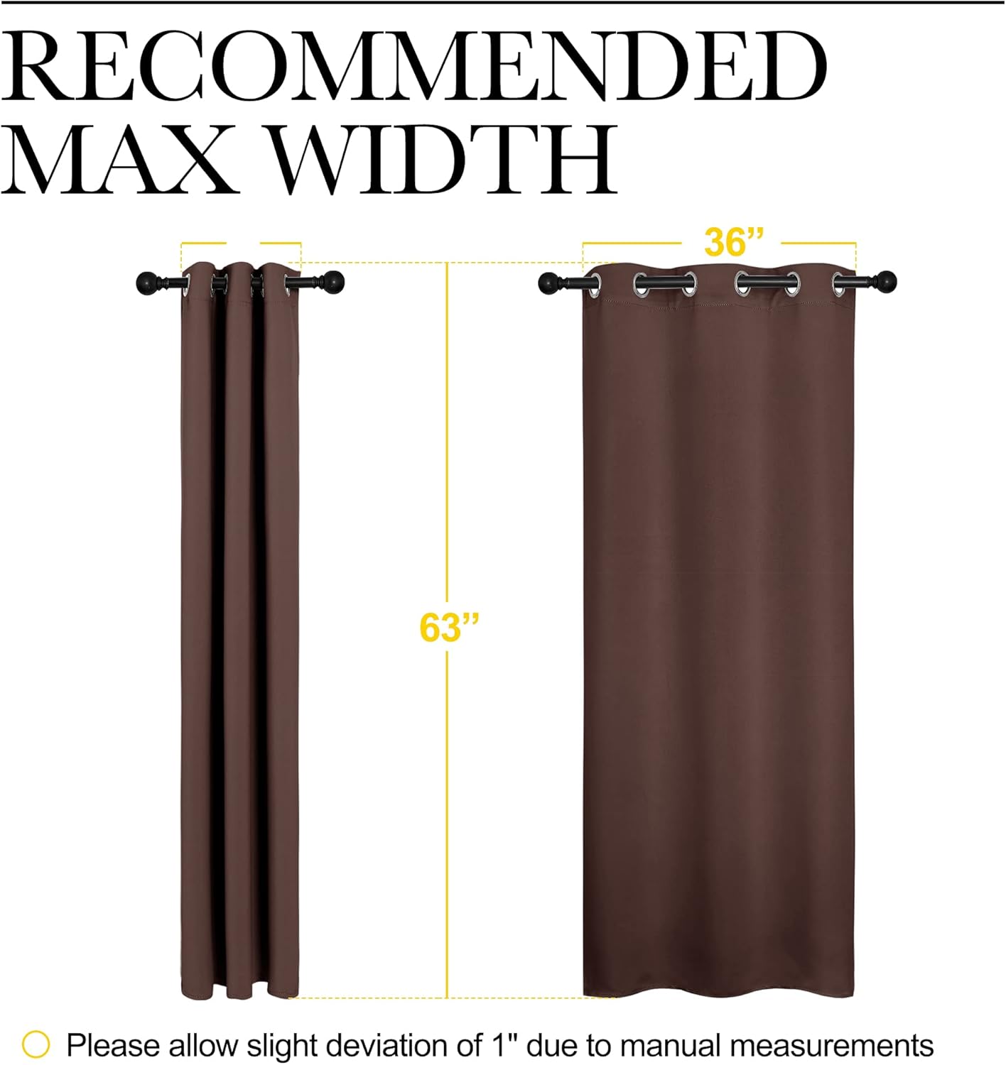 NICETOWN Blackout Curtains - Thermal Insulated Grommet Top for Bedroom Privacy | Chocolate Brown, 42 x 63 Inches