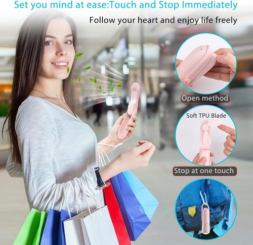 Digibond Portable Handheld Fan - 3000mAh USB Rechargeable, Lightweight & Foldable Travel Essential | Pink
