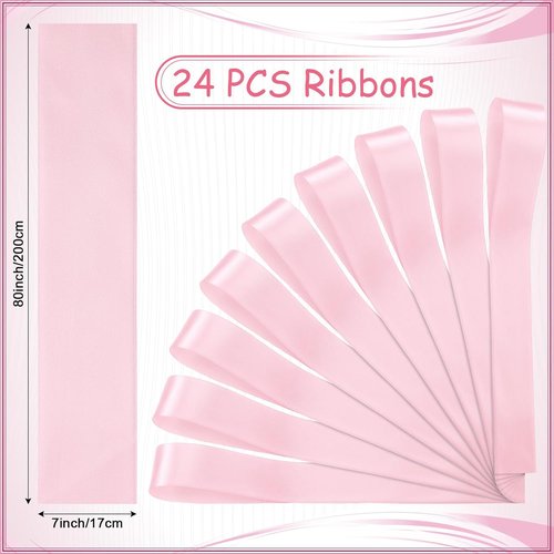 Daifunli Wedding Bows - Elegant Pink Satin Chair Decorations | 24 Pcs Aisle Ribbons for Ceremony