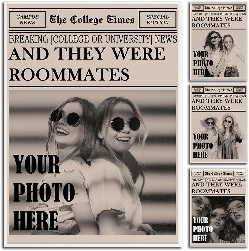 Skiennix Personalized Dorm Posters - Trendy Black and White Wall Art for College Girls | Roommates Design