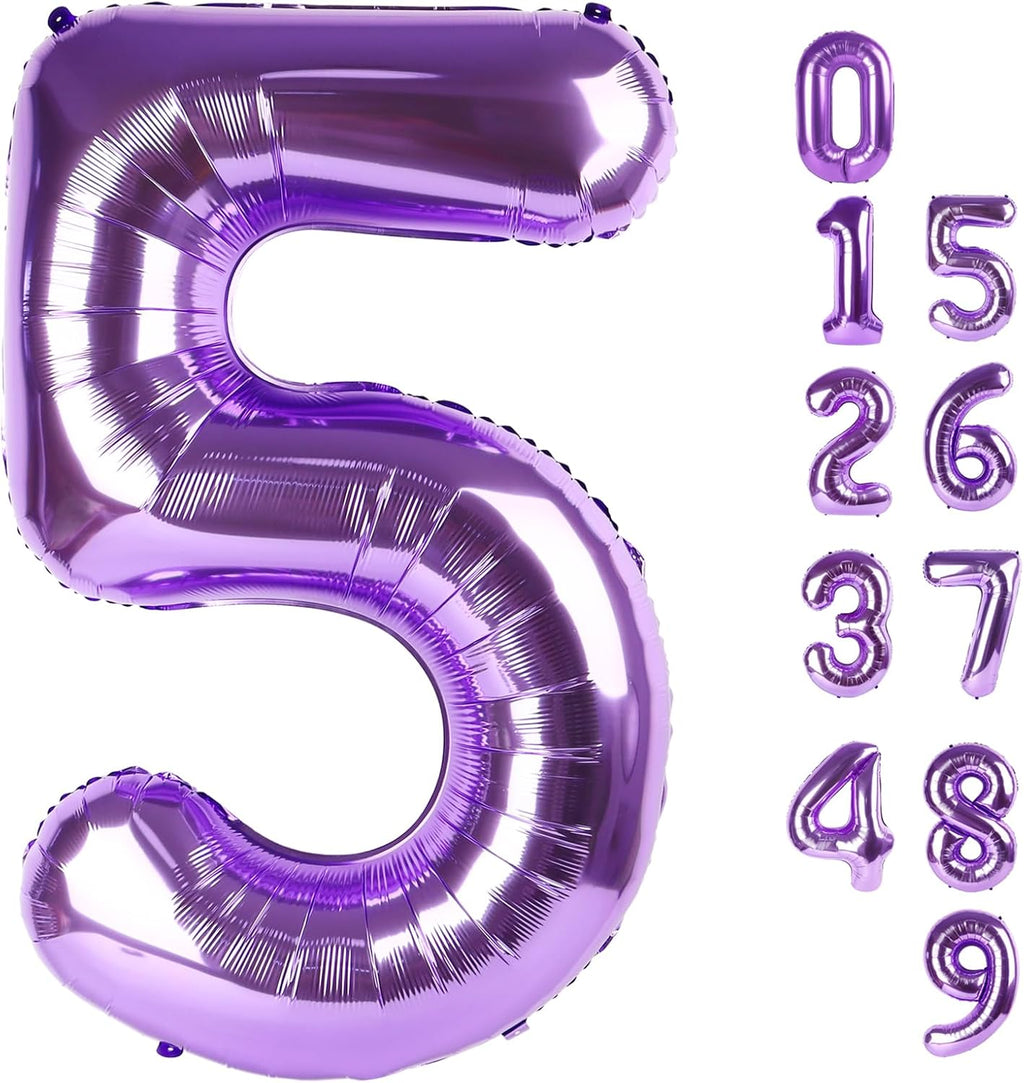 Skiennix 40-Inch Balloon Numbers - Big Purple 5th Birthday Decorations & Wedding Photo Shoot Decor