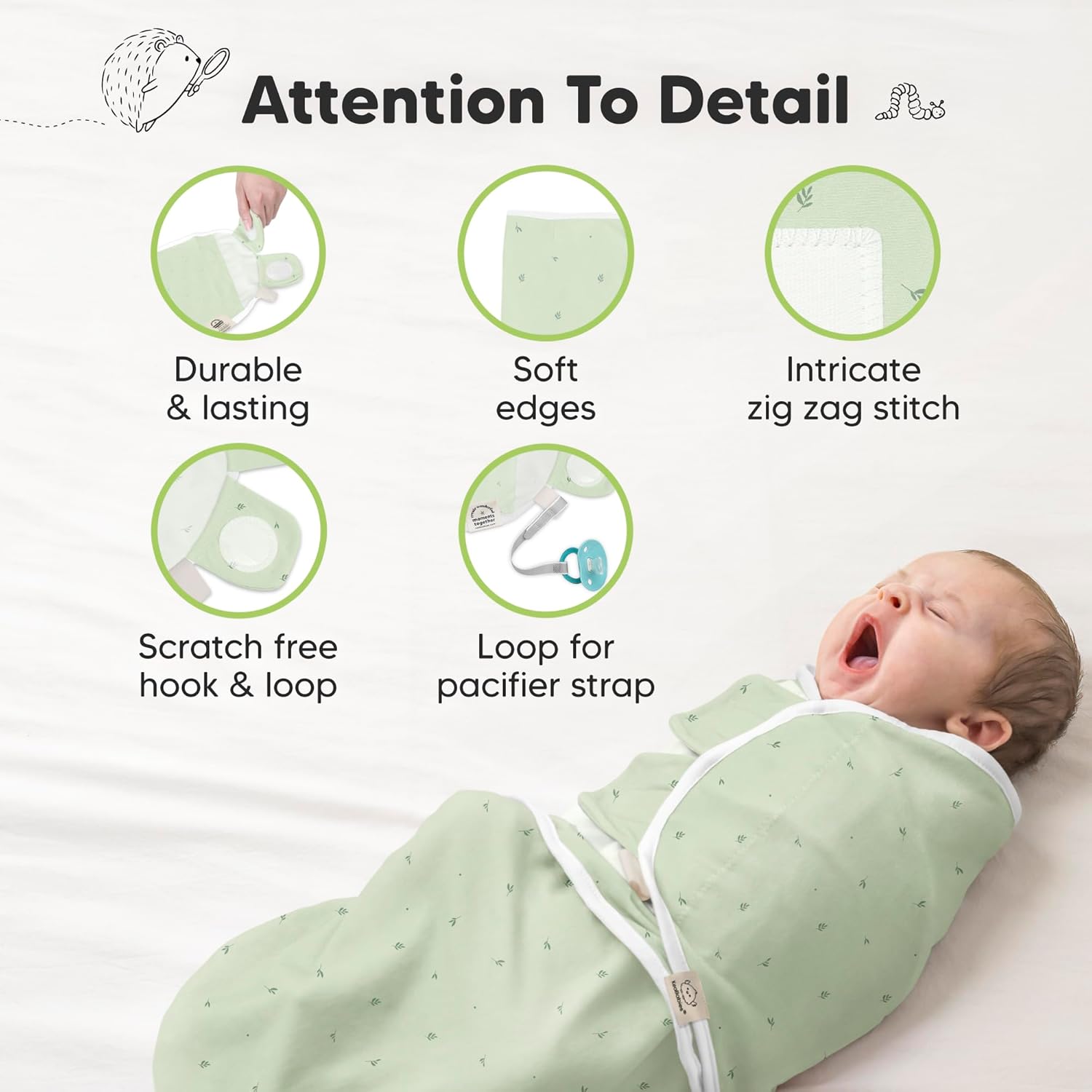 Skiennix Organic Baby Swaddle Sleep Sacks - Soft & Snug Newborn Blankets for Infants 3-6 Months | Bunnies, Large
