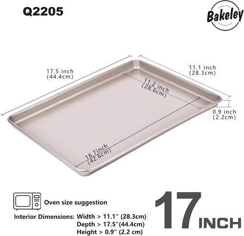 Champagne Gold 17-Inch Half Sheet Baking Pan - Durable Non-Stick Carbon Steel for Cookies & Roasting