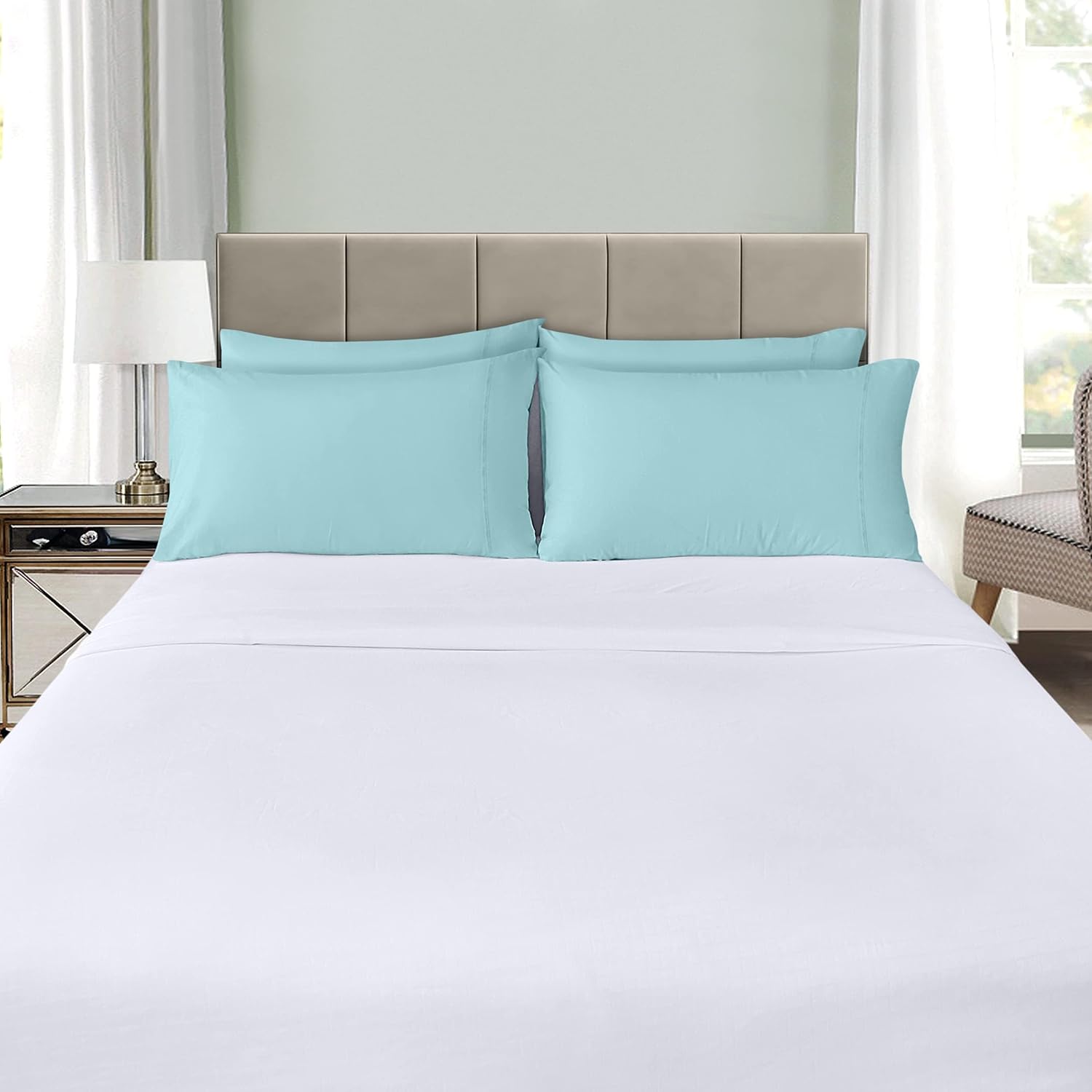 Utopia Bedding Standard Pillow Cases - Soft Brushed Microfiber - 4 Pack, Spa Blue - 20 x 26 Inches