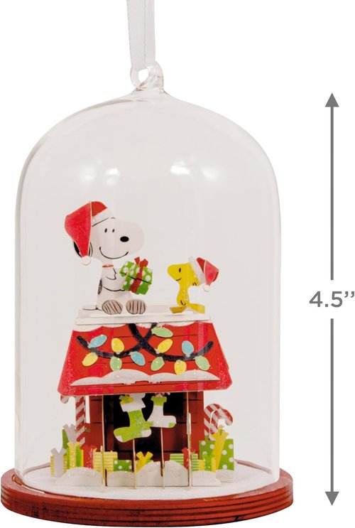 Hallmark Peanuts Snoopy's Doghouse Christmas Ornament - Glass & Paper | Perfect Gift for Peanuts Fans