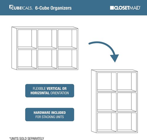 ClosetMaid Cubeicals 6-Cube Storage Shelf | Stackable Organizer in Birch Finish - Easy Assembly