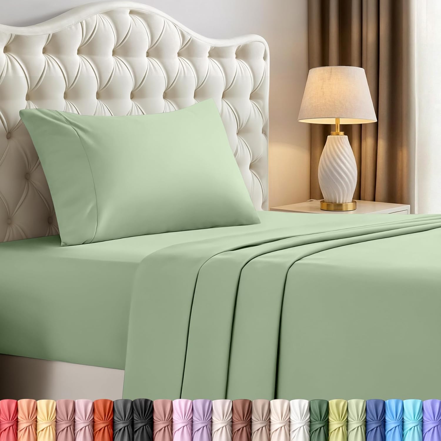 Utopia Bedding Twin Sheet Set - Soft & Breathable Microfiber | 3-Piece Bed Sheets in Sage