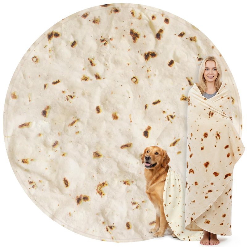 Zulay Kitchen Extra Large Burritos Tortilla Throw Blanket – Wrap Yourself Like a Giant Taco! Double-Sided 71 Inches, Funny & Ultra Cozy Novelty Blanket, Super Soft 285 GSM Flannel
