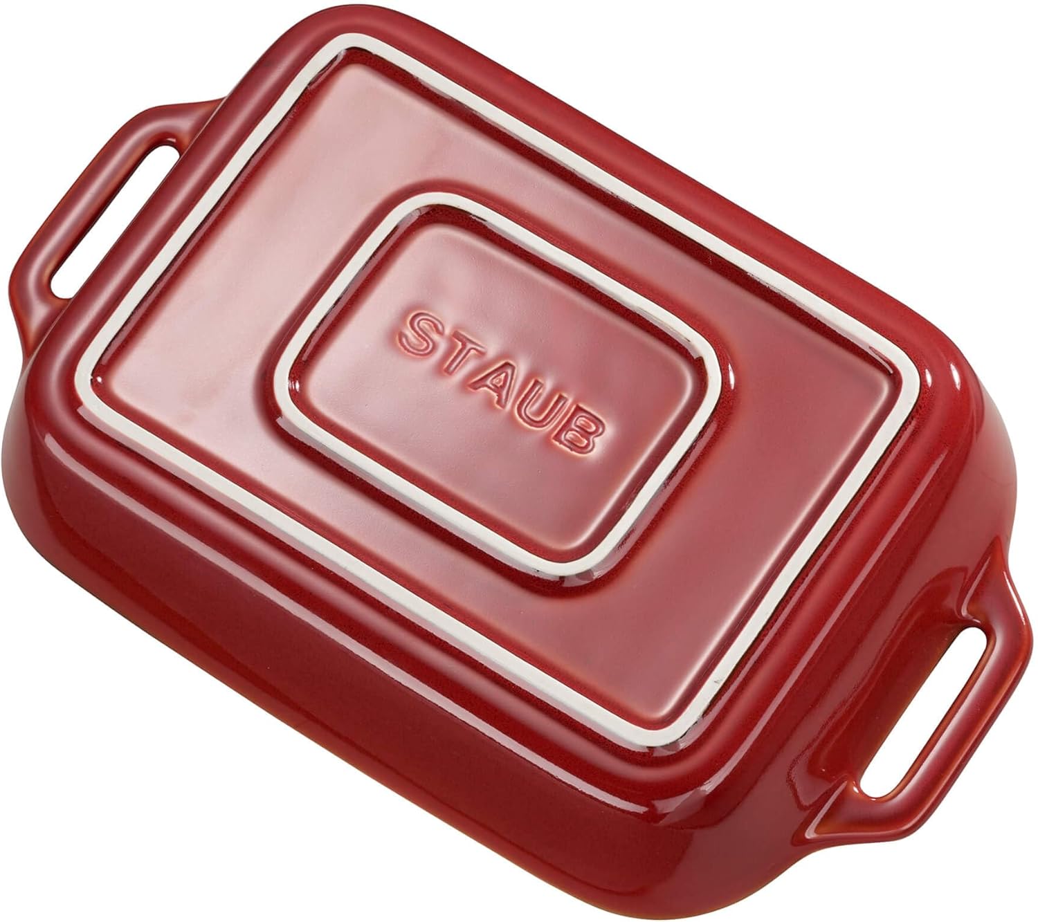STAUB Ceramic Baking Dish Set - 2-Piece Rectangular Cookware in Vibrant Red